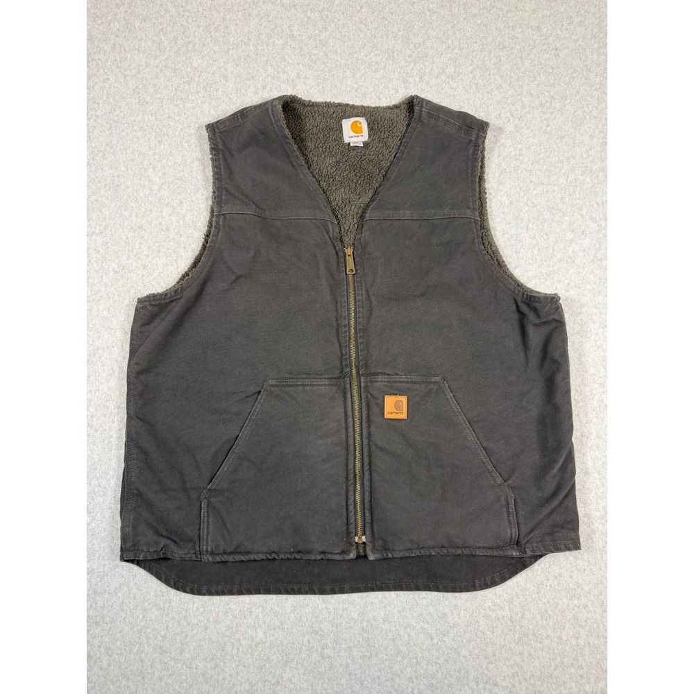 Carhartt V26 BLK Sandstone Duck Sherpa Lined Vest Black Utility Gorpcore